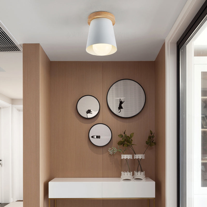 Contemporary Conical Ceiling Light Gray/White/Green - Metal Flush Mount For Bedroom White