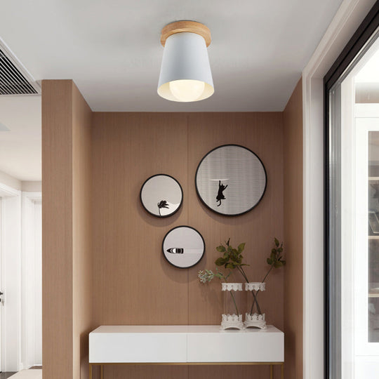 Contemporary Conical Ceiling Light Gray/White/Green - Metal Flush Mount For Bedroom White