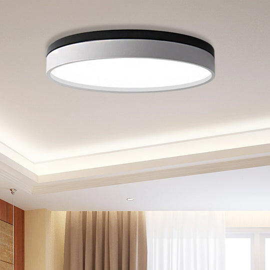 Nordic Tambour Led Ceiling Light In White With 12/16/19.5 Inch Diameter And Color Options / 16