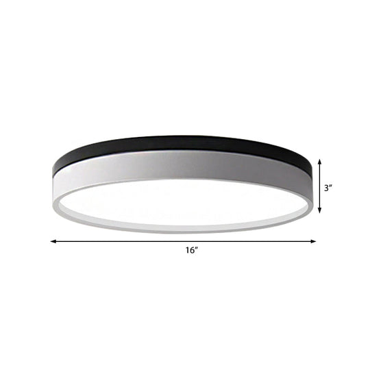 Nordic Tambour Led Ceiling Light In White With 12/16/19.5 Inch Diameter And Color Options