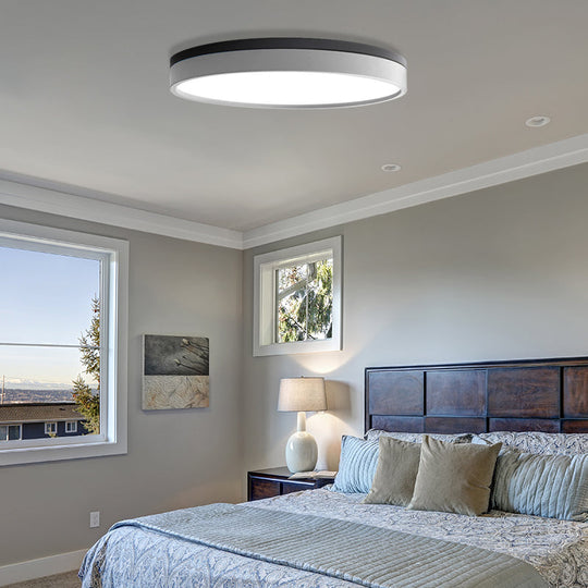 Nordic Tambour Led Ceiling Light In White With 12/16/19.5 Inch Diameter And Color Options