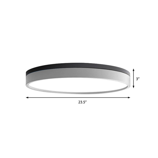 Nordic Tambour Led Ceiling Light In White With 12/16/19.5 Inch Diameter And Color Options