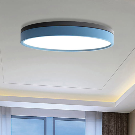 Nordic Tambour Led Ceiling Light In White With 12/16/19.5 Inch Diameter And Color Options Blue / 16