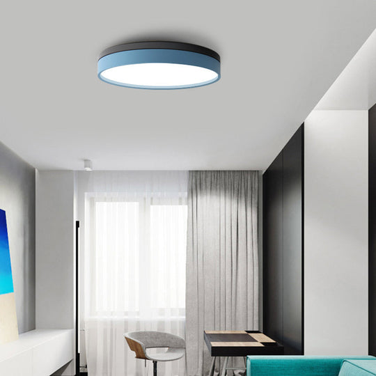 Nordic Tambour Led Ceiling Light In White With 12/16/19.5 Inch Diameter And Color Options