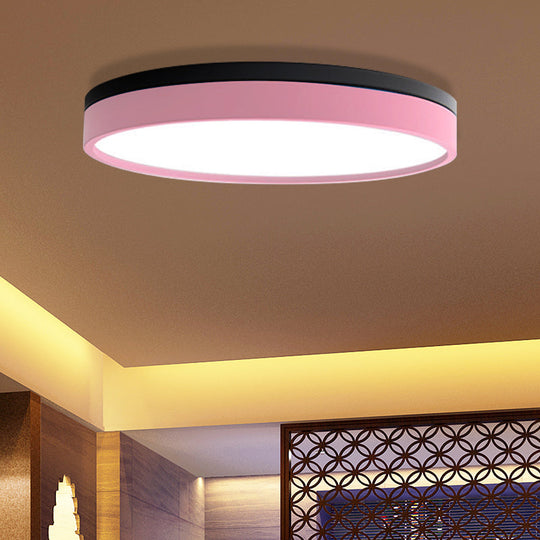 Nordic Tambour Led Ceiling Light In White With 12/16/19.5 Inch Diameter And Color Options Pink / 16