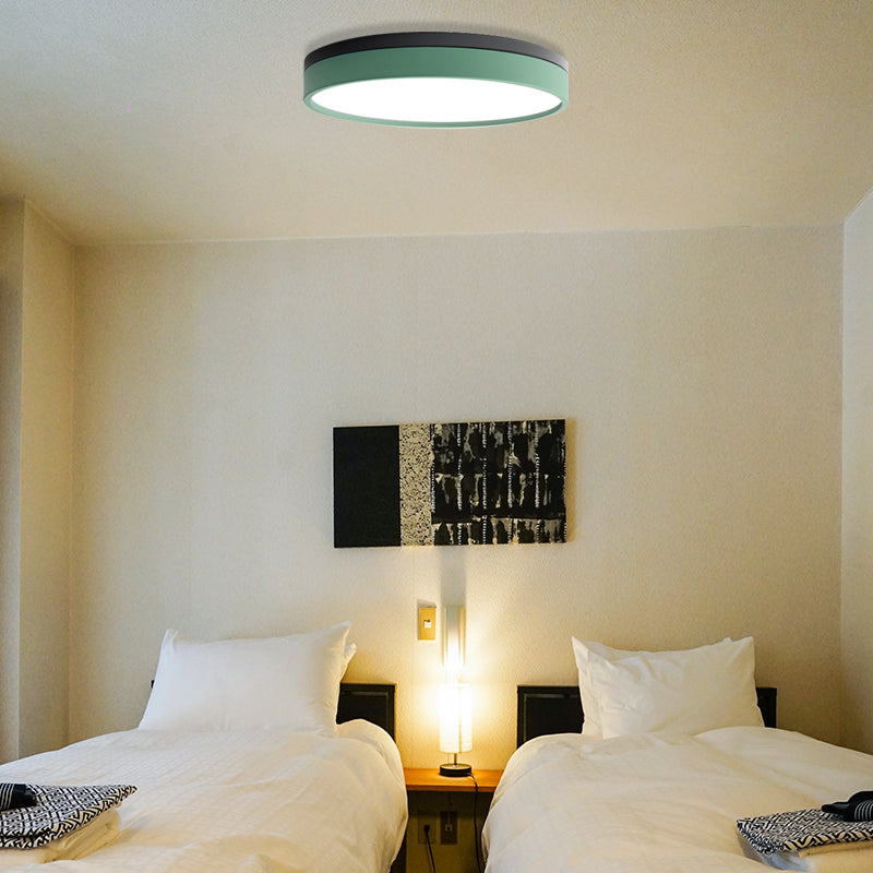 Nordic Tambour Led Ceiling Light In White With 12/16/19.5 Inch Diameter And Color Options