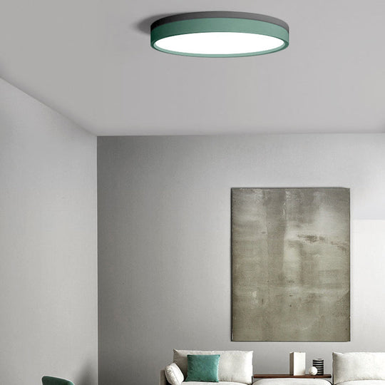 Nordic Tambour Led Ceiling Light In White With 12/16/19.5 Inch Diameter And Color Options