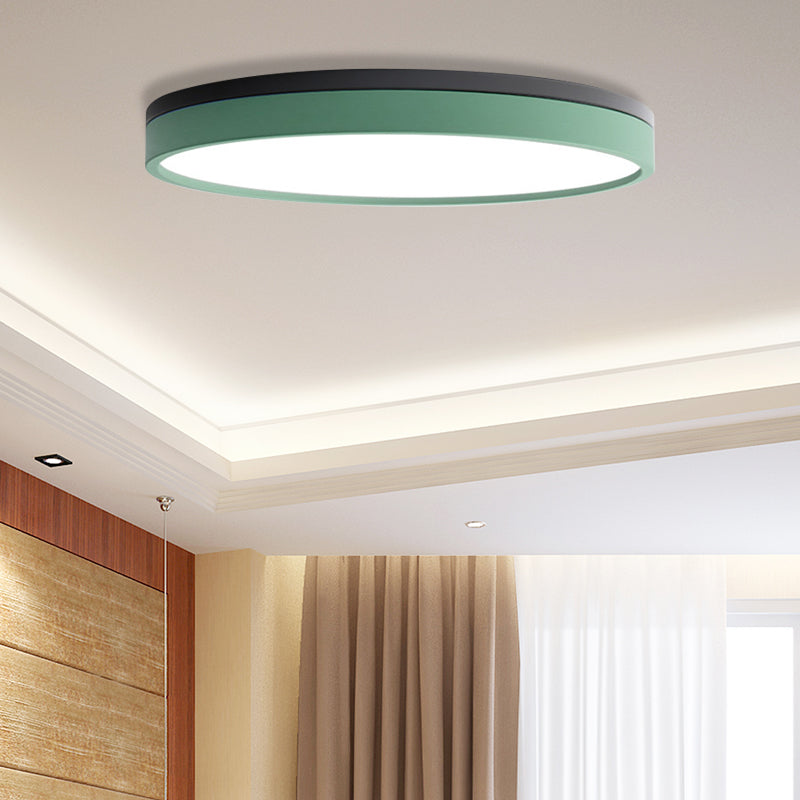 Nordic Tambour Led Ceiling Light In White With 12/16/19.5 Inch Diameter And Color Options Green /