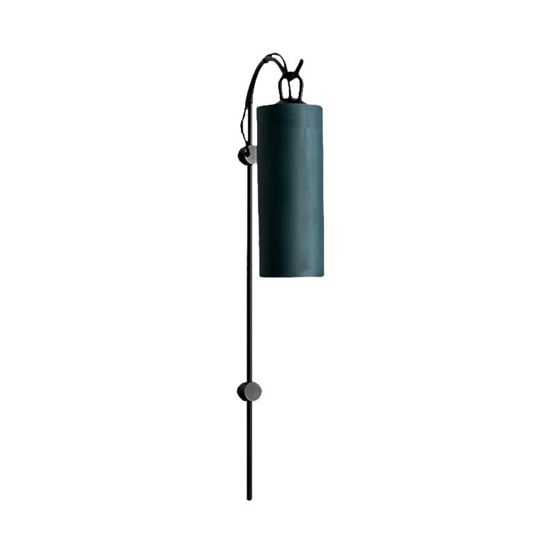 Modern Tube Sconce Lighting With Green/White Fabric Shade - 1 Light Living Room In Black/Gold