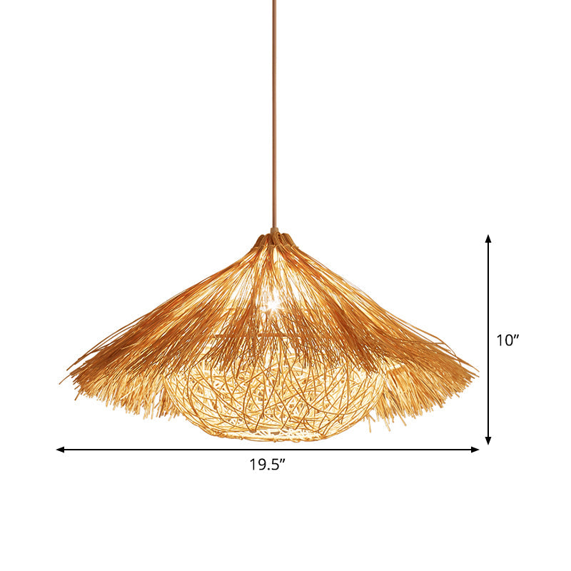 Handcrafted Japanese 1-Head Rattan Ceiling Pendant Light