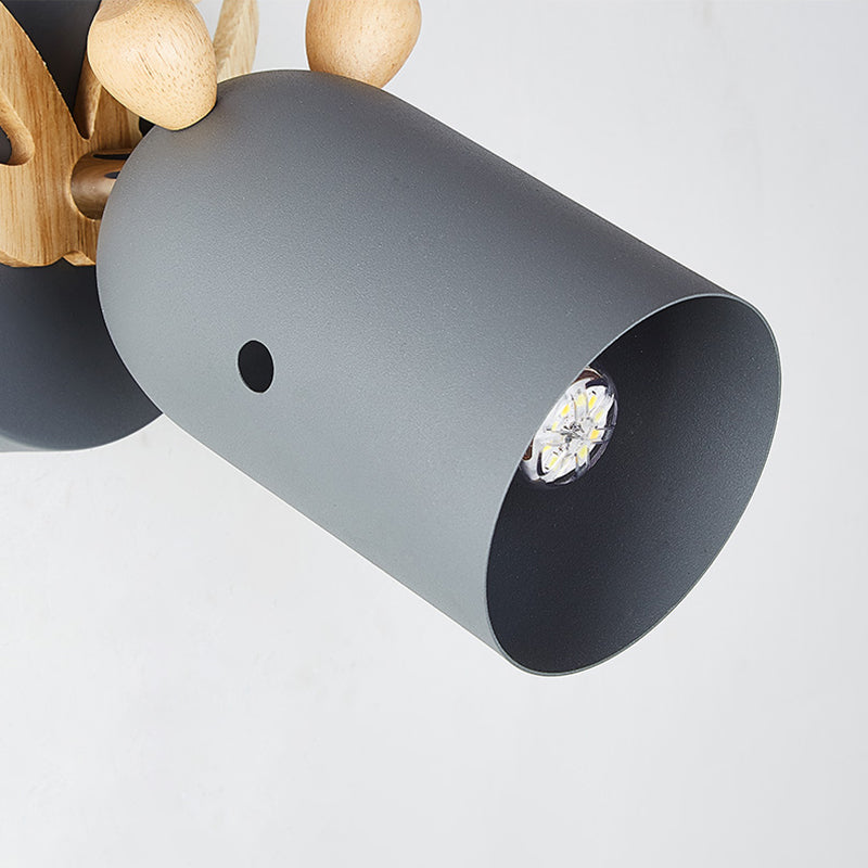 Modernist Metal Wall Sconce With Antler Design And Cylinder Shape For Bedroom Lighting