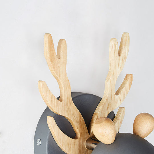 Modernist Metal Wall Sconce With Antler Design And Cylinder Shape For Bedroom Lighting