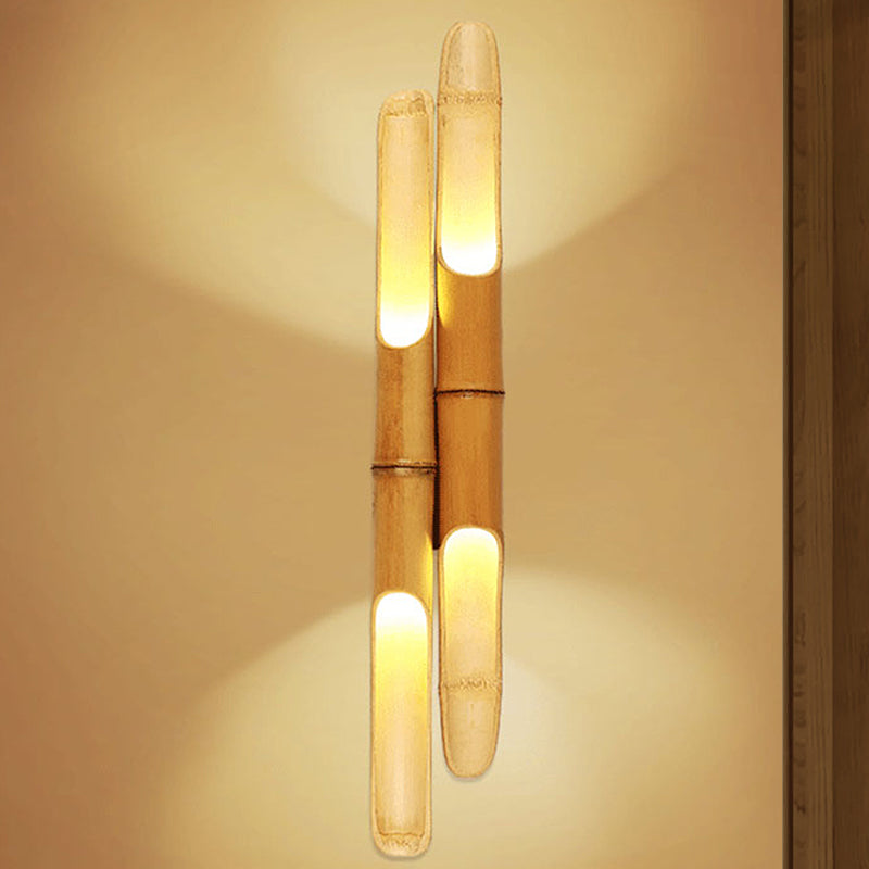 4-Bulb Bedroom Wall Sconce In Asia Beige With Cylinder Resin Shade