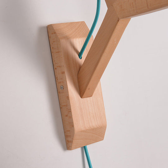 Macaron Wall Mounted Lamp With Domed Shade - Wood Backplate 1 Head White/Pink/Yellow/Blue/Green