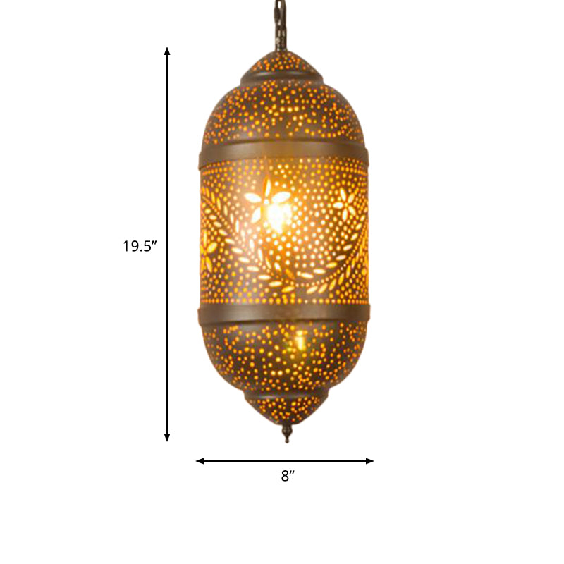 Carved Pendant Lighting: 1 Head Brass 8/11/13 Wide Metal Hanging Light Fixture