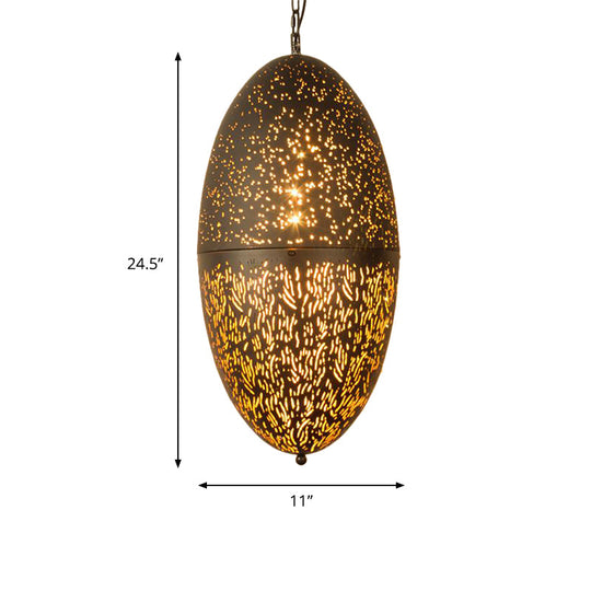 Carved Pendant Lighting: 1 Head Brass 8/11/13 Wide Metal Hanging Light Fixture