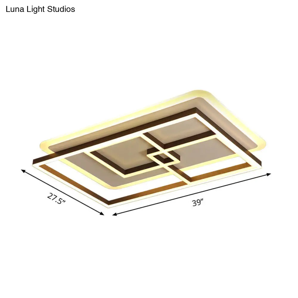 39/47 Simple Rectangular Ceiling Lamp: Acrylic Led Flush Mount Lighting For Living Room Warm/White