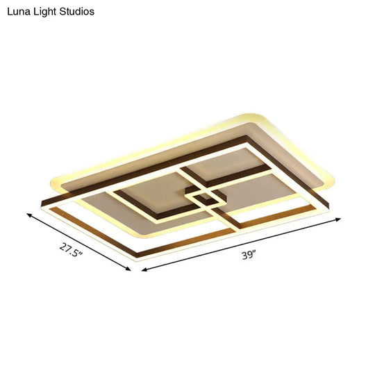 39/47 Simple Rectangular Ceiling Lamp: Acrylic Led Flush Mount Lighting For Living Room Warm/White