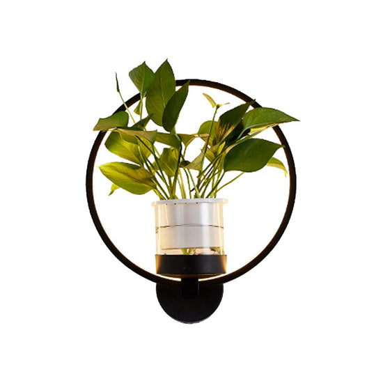 Industrial Metal Led Wall Sconce With Round/Oval Shape And 3 Color Light Options For Bedroom