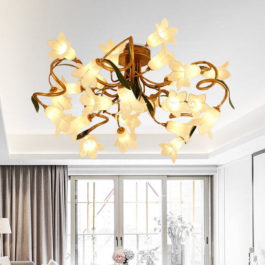 Starburst Flower Metal 25 - Head Led Brass Semi Flush Ceiling Light Fixture For Living Room