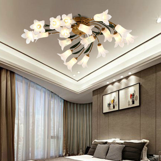 18 - Light Brass Led Ceiling Semi - Flush Mount For American Garden Inspired Living Rooms