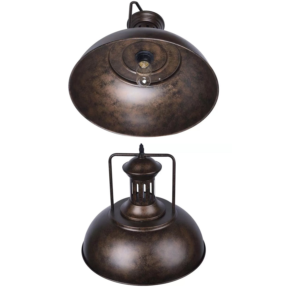 Industrial Stylish Domed Pendant Light In Aged Silver - 13’/16’ Wide Ideal For Dining Room