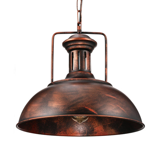 Industrial Stylish Domed Pendant Light In Aged Silver - 13’/16’ Wide Ideal For Dining Room