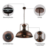 Industrial Domed Pendant Light - 1 Metal In Aged Silver For Dining Room