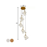 Minimalist 20-Light Stair Cluster Pendant Lamp With Clear/Amber/Smoke Gray Glass And Black/Gold