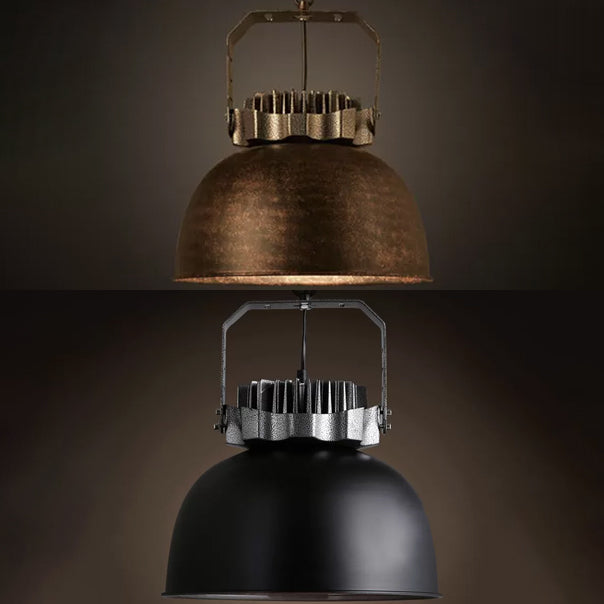 Vintage Industrial Dome Ceiling Light With Black/Rust Finish - Stylish Metal Indoor Hanging Fixture