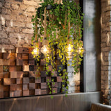 Black Antique Metal Chandelier Lamp With Led Down Lighting And Plant Decor