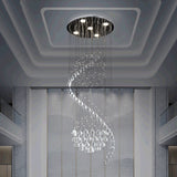Contemporary Clear Crystal Spiral Led Pendant Light With 5 Multi-Lights - Ideal For Living Room