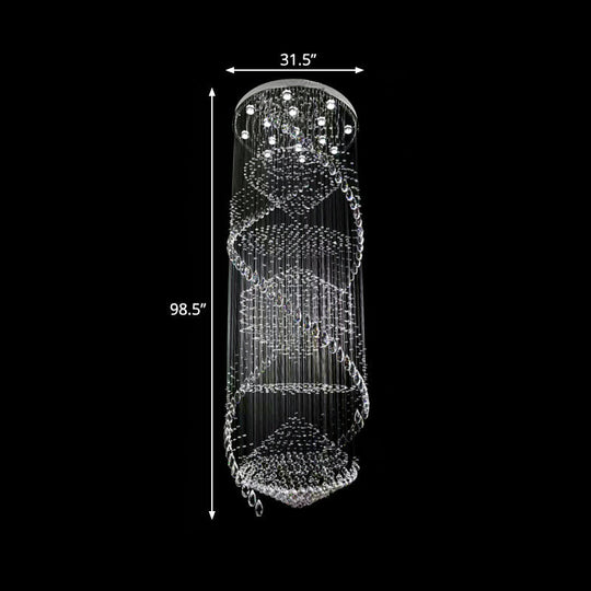 Swirling Crystal Led Pendant Ceiling Lamp - Elegant Silver Finish With 10 Bulbs