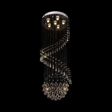 Modern Silver Led Cluster Pendant Light With Twirl Crystal - 6-Light Hanging Ceiling Lamp