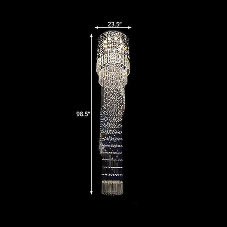 Modern Crystal Cascading Pendant Light With 9 Led Heads - Gold Finish