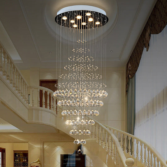 Modern Crystal Layered Led Ceiling Chandelier - Silver 8-Bulb Multi Light For Living Room