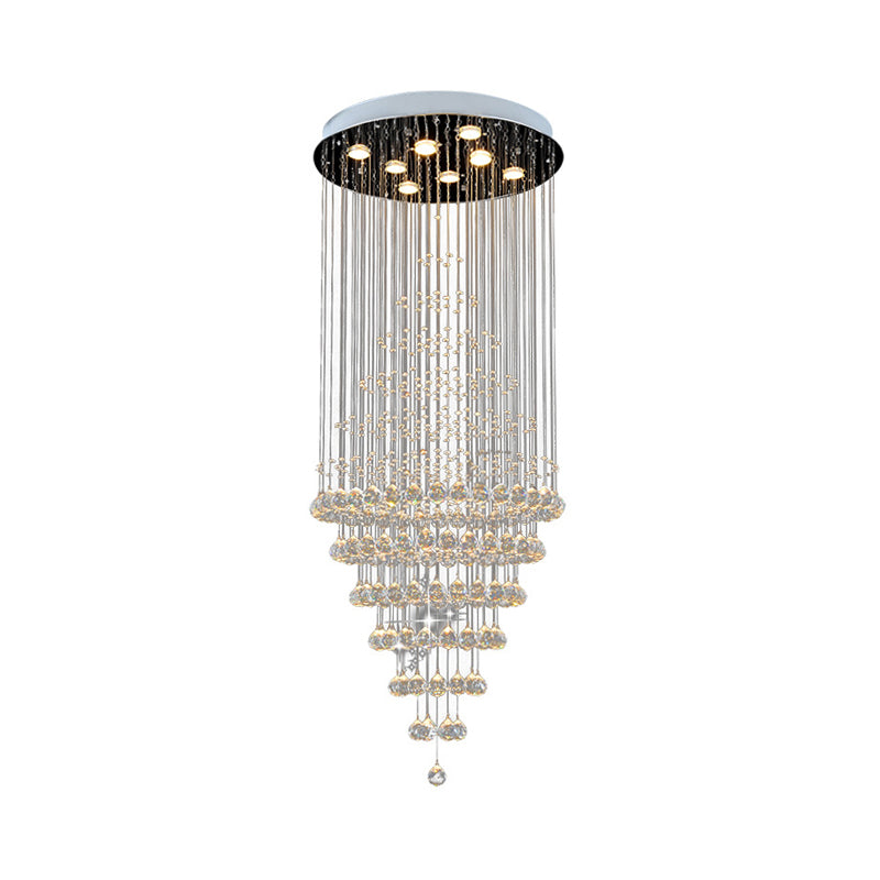 Modern Crystal Layered 8-Bulb Led Ceiling Light For Living Room