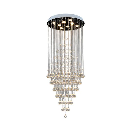 Modern Crystal Layered 8-Bulb Led Ceiling Light For Living Room