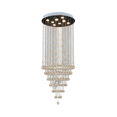 Modern Crystal Layered Led Ceiling Chandelier - Silver 8-Bulb Multi Light For Living Room
