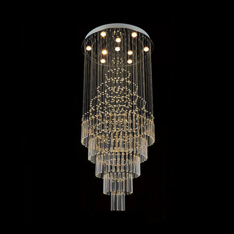 Modern Crystal Drop Lamp With Led 10 Bulbs - Orbs And Rods Design For Living Room Ceiling Light