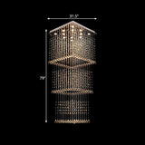 Silver Crystal Square Hanging Light - Minimalist Led Multi Lamp Pendant With 13 Bulbs For Stairs