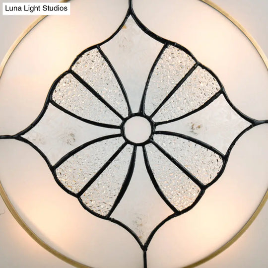 4 - Light Colonial Square Opal Glass Flush Mount Gold Kitchen Lighting Fixture