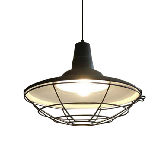 Vintage Metal Pendant Light - Stylish Wire Frame Ceiling Lamp | 1-Light Restaurant Hanging Fixture