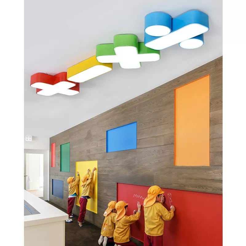 18’/23.5’ Kids Symbol Shade Ceiling Light: Red/Yellow/Blue/Green Warm/White Light Yellow /