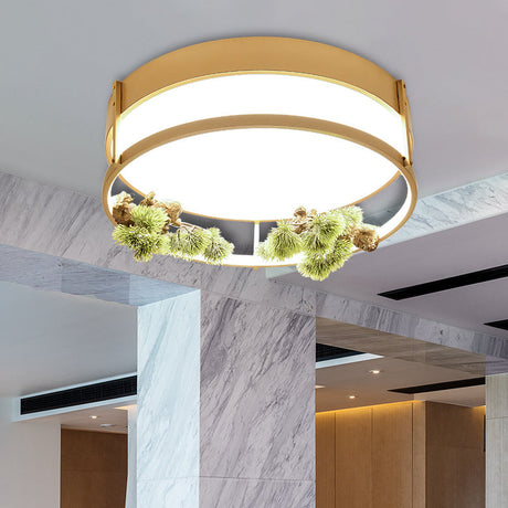Industrial Black/Gold Led Flush Mount Ceiling Light For Bedroom - 16.5/20.5 Square/Round Metal
