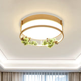 Industrial Black/Gold Led Flush Mount Ceiling Light For Bedroom - 16.5/20.5 Square/Round Metal