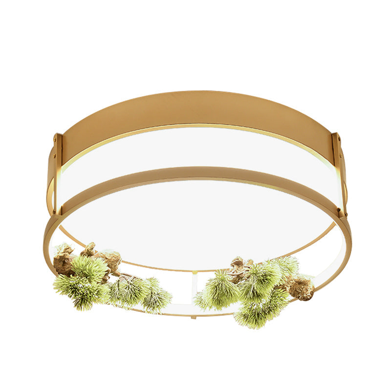 Industrial Black/Gold Led Flush Mount Ceiling Light For Bedroom - 16.5’/20.5’ Square/Round