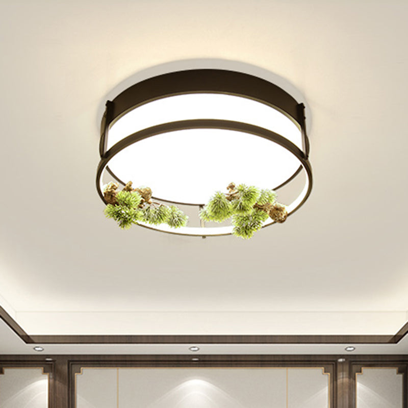 Industrial Black/Gold Led Flush Mount Ceiling Light For Bedroom - 16.5’/20.5’ Square/Round