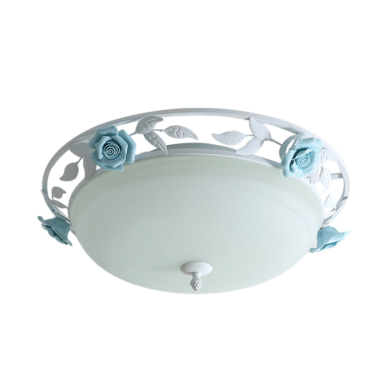 Countryside Metal Led White Flush Mount Light Fixture - 16’/19.5’ Width Dome Ceiling Lighting