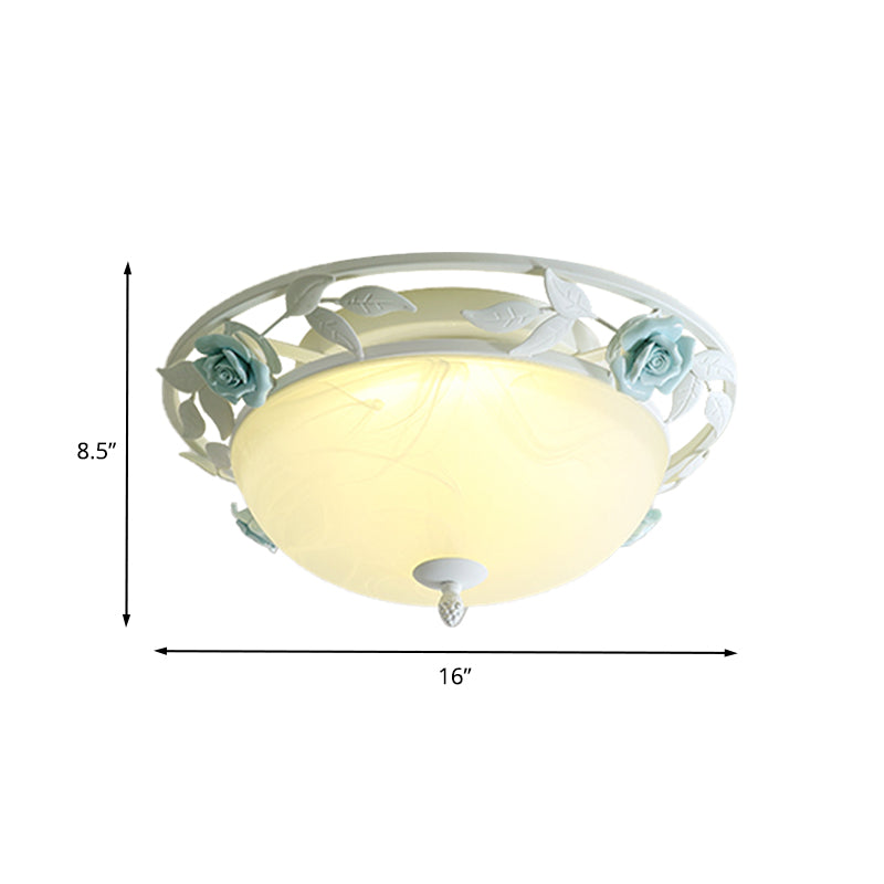 Countryside Metal Led White Flush Mount Light Fixture - 16’/19.5’ Width Dome Ceiling Lighting